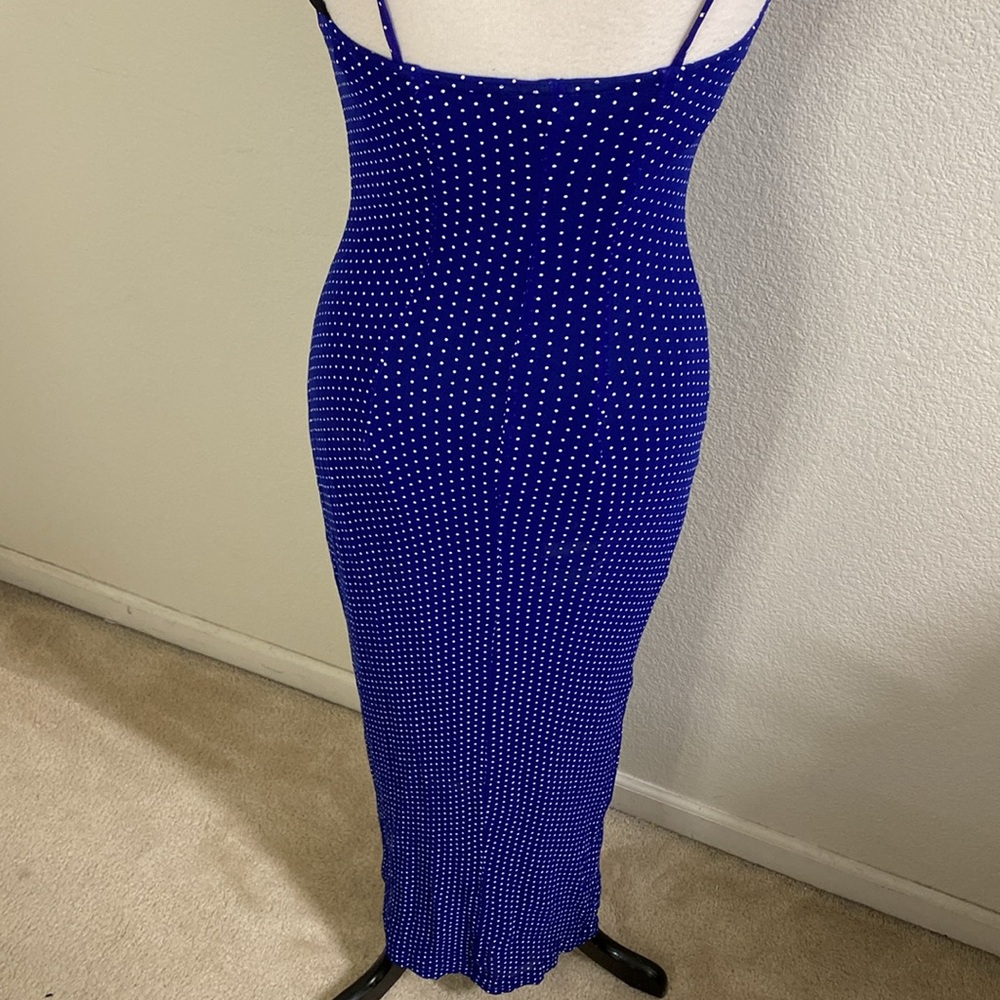 Rampage Vintage 90s Core Slip Dress In Blue Polka Dots - Picture 6 of 7